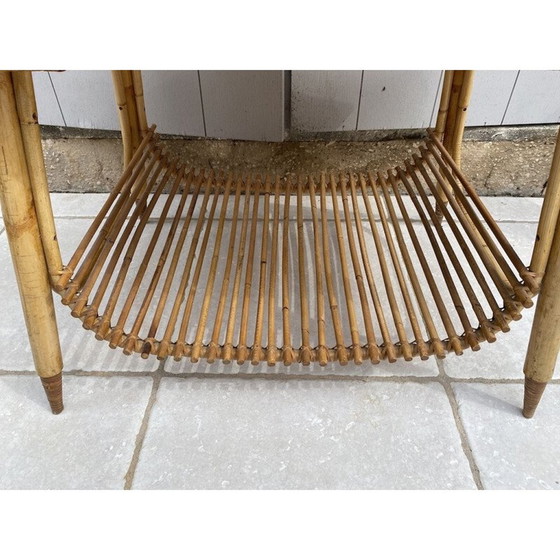Image 1 of Vintage salontafel van gespleten bamboe en rotan, 1960