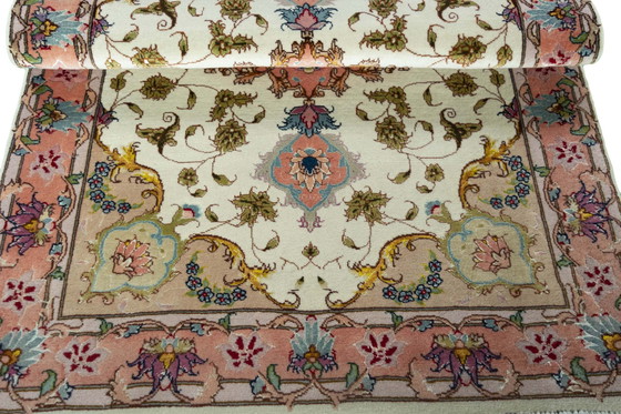 Image 1 of Handgeknoopt oosters tapijt - Tabriz 50 Raj Met zijde, 116 X 74 cm