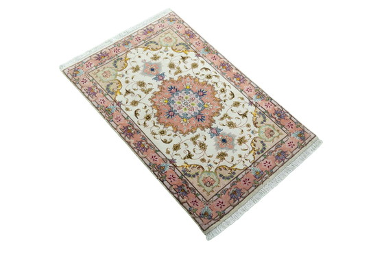 Image 1 of Handgeknoopt oosters tapijt - Tabriz 50 Raj Met zijde, 116 X 74 cm