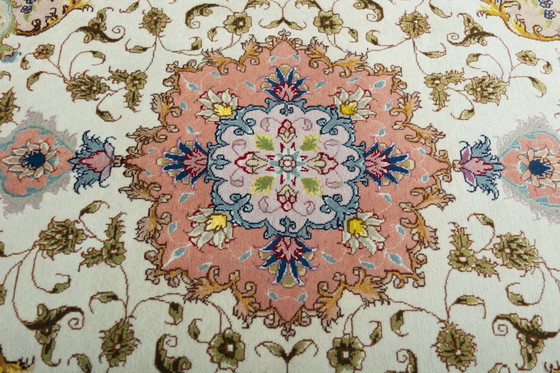 Image 1 of Handgeknoopt oosters tapijt - Tabriz 50 Raj Met zijde, 116 X 74 cm