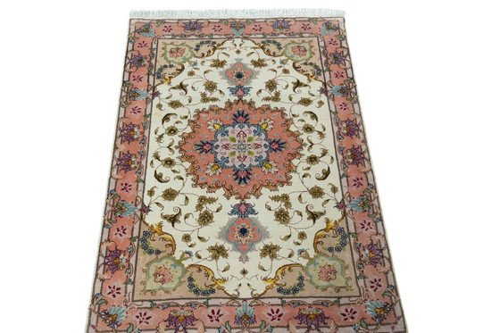 Image 1 of Handgeknoopt oosters tapijt - Tabriz 50 Raj Met zijde, 116 X 74 cm