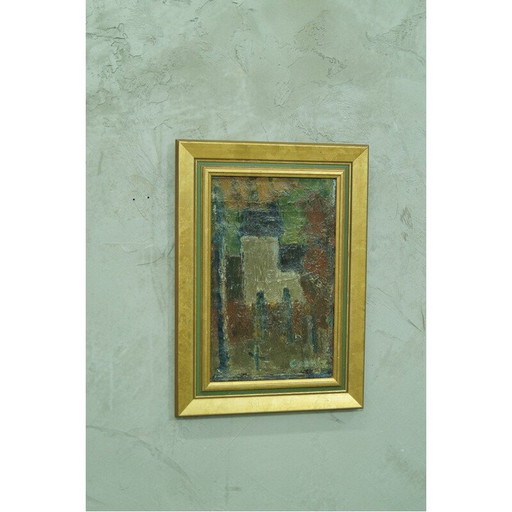 Vintage abstracte olieverfcompositie door Bengt Crantz, Zweden 1960