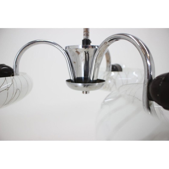 Image 1 of Vintage art deco kroonluchter van chroom en glas "Napako", Tsjecho-Slowakije 1930