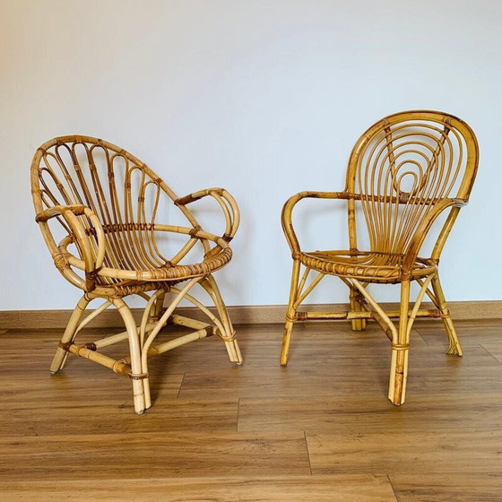 Image 1 of Paar vintage rotan fauteuils, 1960