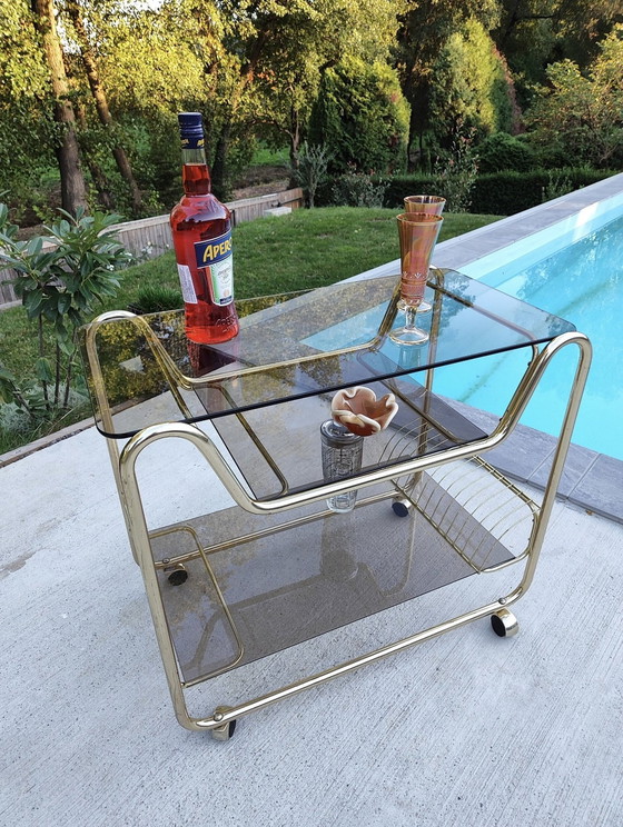 Image 1 of Vintage Hollywood Regency Modern Chroom Trolley