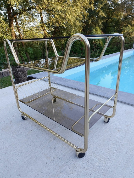 Image 1 of Vintage Hollywood Regency Modern Chroom Trolley