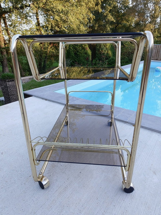 Image 1 of Vintage Hollywood Regency Modern Chroom Trolley