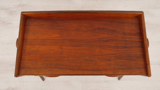 Image 1 of Vintage Deense Bijzettafel | Teak | Rotan