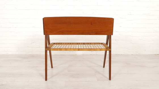 Image 1 of Vintage Deense Bijzettafel | Teak | Rotan