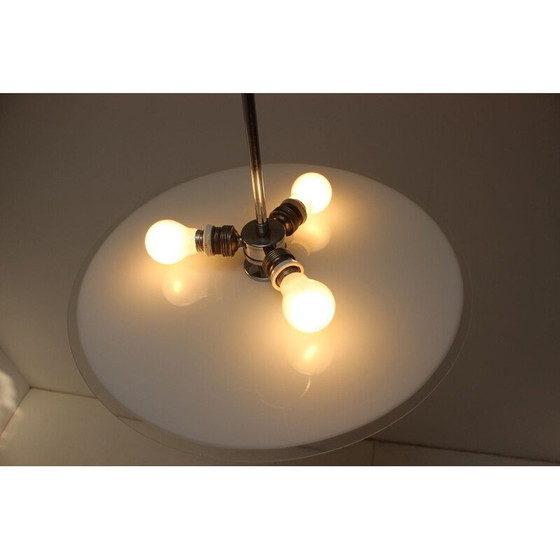 Image 1 of Vintage art deco metalen en glazen ophanging, Tsjecho-Slowakije 1930