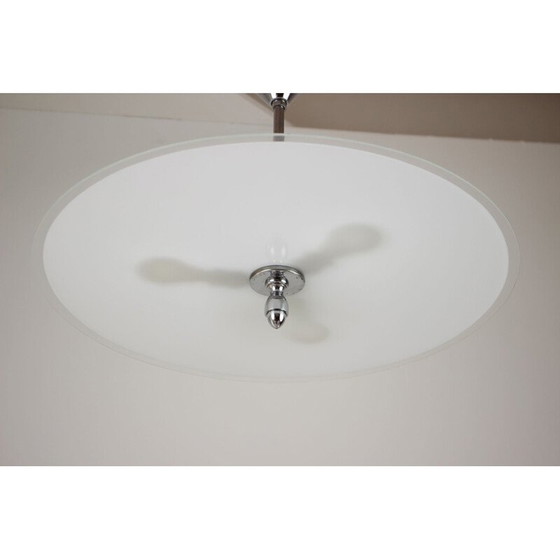 Image 1 of Vintage art deco metalen en glazen ophanging, Tsjecho-Slowakije 1930