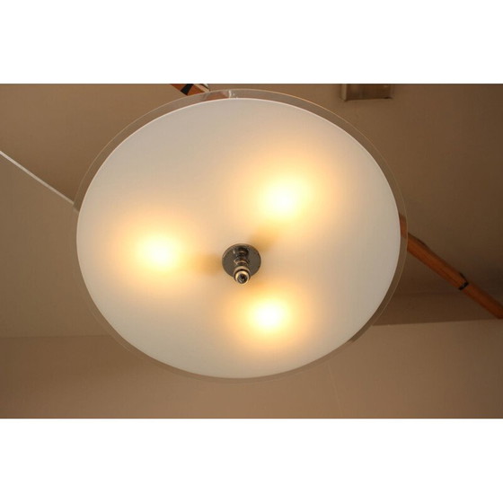 Image 1 of Vintage art deco metalen en glazen ophanging, Tsjecho-Slowakije 1930