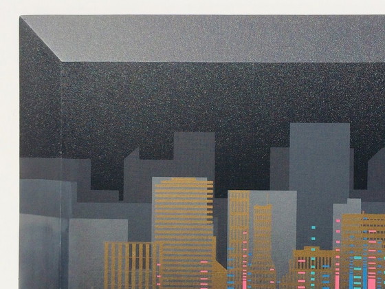 Image 1 of Large Painting (152 X 102): Skyscrappers By Franco (Usa) 80S