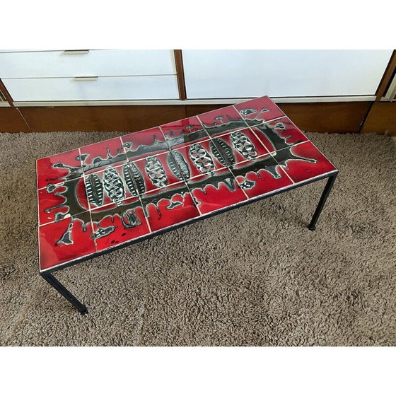 Image 1 of Vintage keramiek en metalen salontafel, 1960