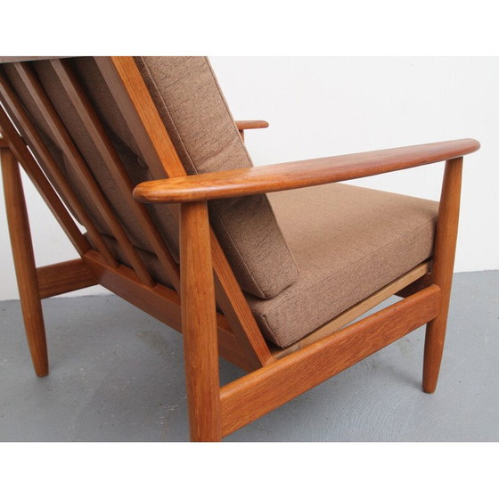Image 1 of Vintage fauteuil in teak en kussens in bruin - jaren 1960