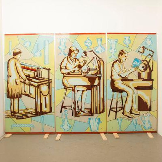 Image 1 of Glaspanelen met socialisten