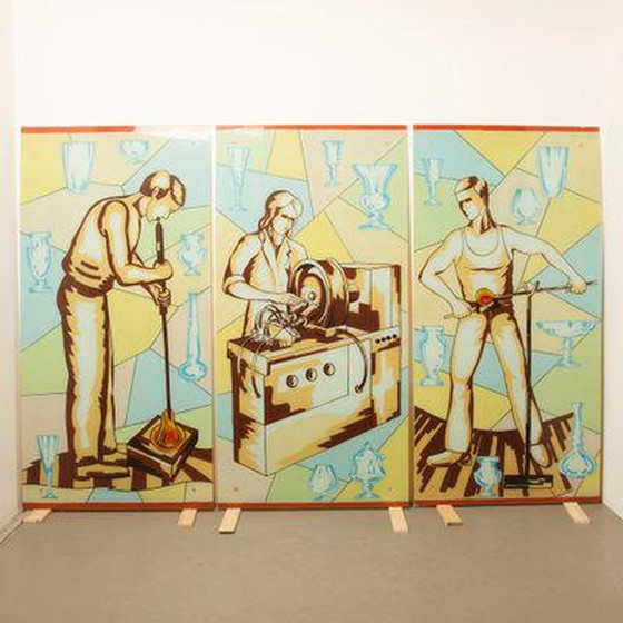 Image 1 of Glaspanelen met socialisten