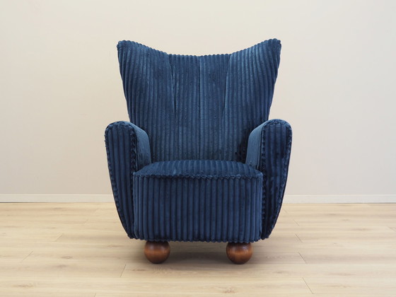 Image 1 of Marineblauwe fauteuil, Scandinavisch ontwerp, Productie: Denemarken