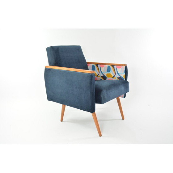 Image 1 of Vintage vierkante fauteuil Matisse blauw 1960