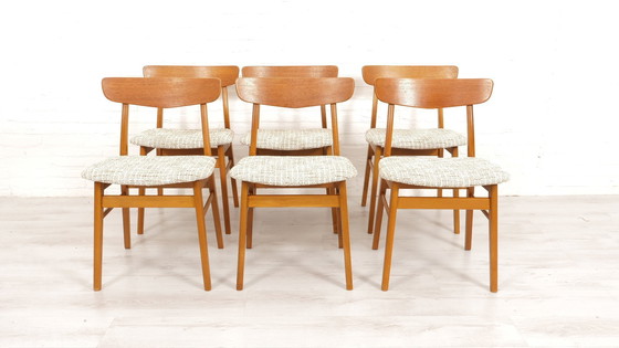 Image 1 of 6 X Vintage Eetkamerstoel | Teak | Gerestaureerd