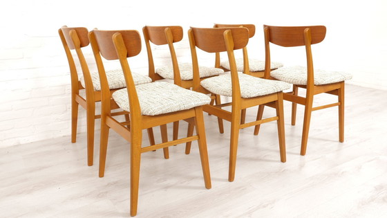 Image 1 of 6 X Vintage Eetkamerstoel | Teak | Gerestaureerd