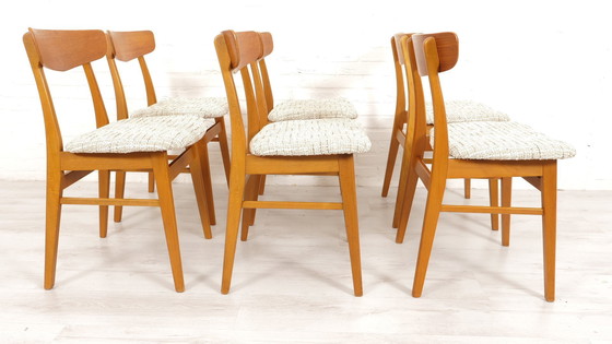 Image 1 of 6 X Vintage Eetkamerstoel | Teak | Gerestaureerd