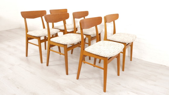 Image 1 of 6 X Vintage Eetkamerstoel | Teak | Gerestaureerd