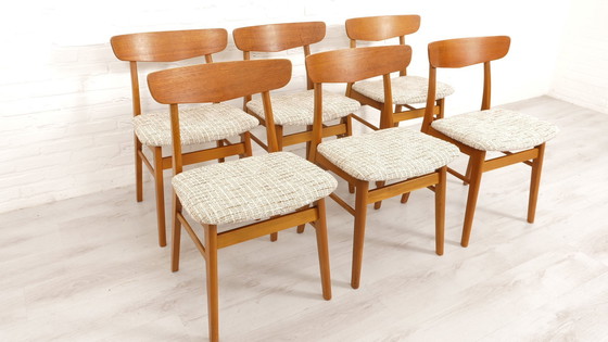 Image 1 of 6 X Vintage Eetkamerstoel | Teak | Gerestaureerd