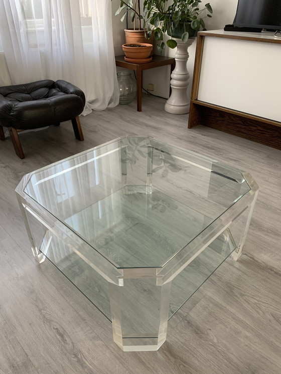 Image 1 of Vintage 70s David Lange achthoekige Lucite salontafel