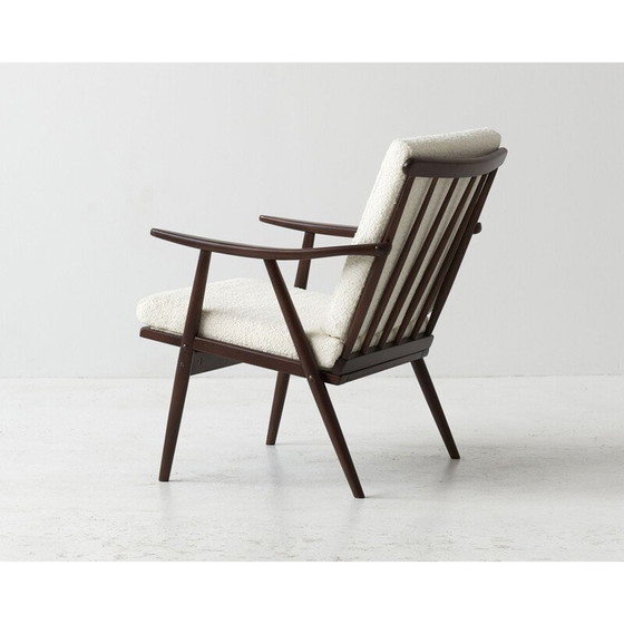 Image 1 of Paar vintage houten en stoffen fauteuils voor Ton, Tsjecho-Slowakije 1960
