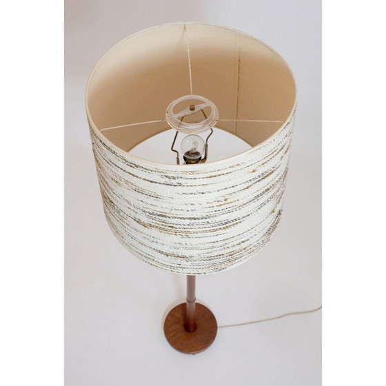 Image 1 of Vintage teakhouten vloerlamp met wollen kap, Denemarken 1960-1970