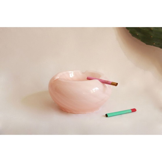 Image 1 of Vintage Caramella Roze Werveling Murano Glazen Asbakvaas, Italië 1970