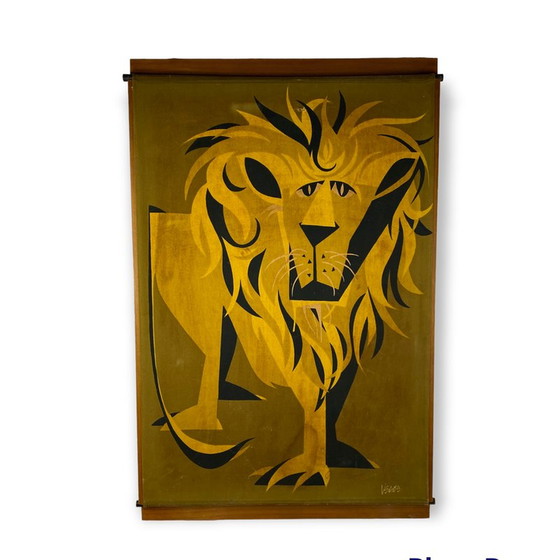 Image 1 of Mid Century wandpaneel Lion, Italië 1960