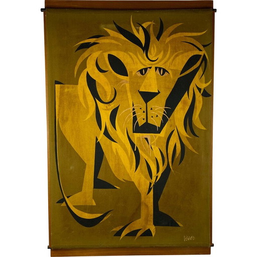 Mid Century wandpaneel Lion, Italië 1960