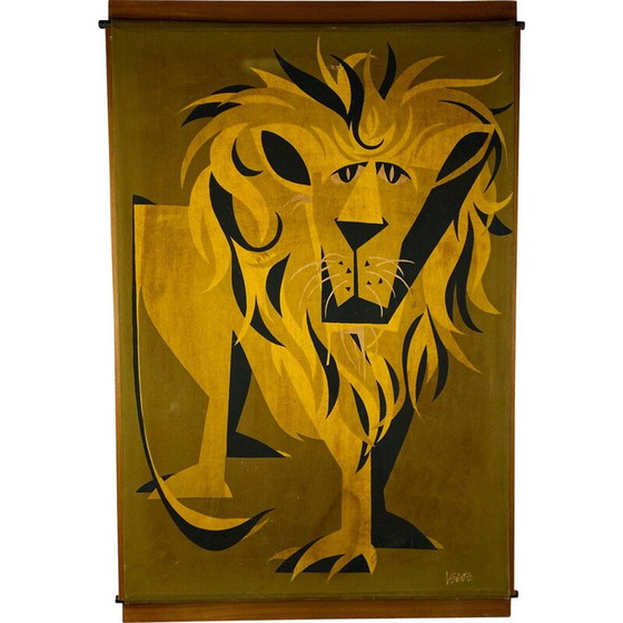 Image 1 of Mid Century wandpaneel Lion, Italië 1960