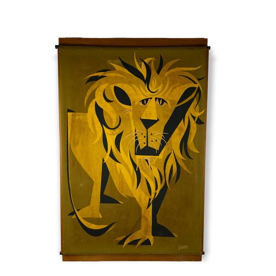 Image 1 of Mid Century wandpaneel Lion, Italië 1960