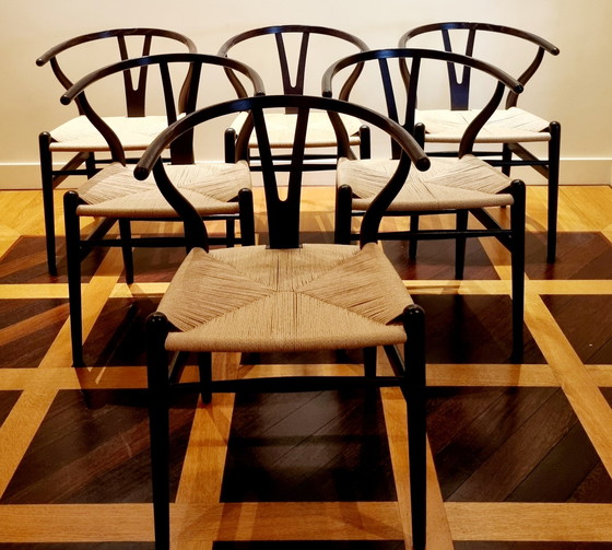 Image 1 of 6x Carl Hansen & Zoon Wishbone Stoel van Hans Wegner