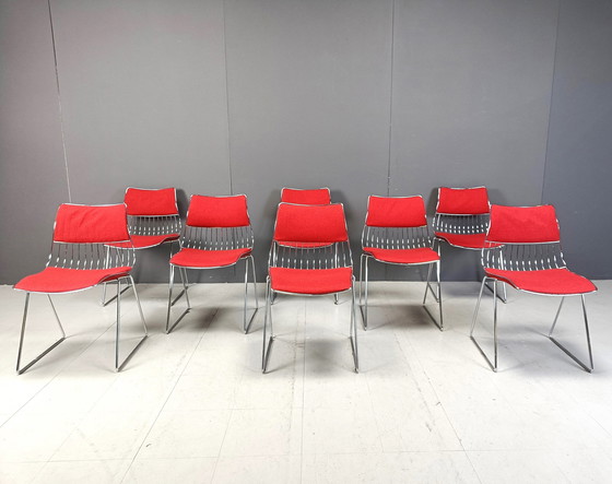 Image 1 of Set van 8 eetkamerstoelen door Rudi Verelst voor Novalux, 1970S