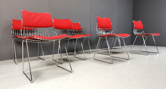 Image 1 of Set van 8 eetkamerstoelen door Rudi Verelst voor Novalux, 1970S