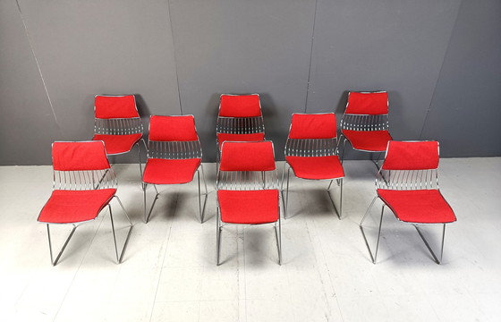 Image 1 of Set van 8 eetkamerstoelen door Rudi Verelst voor Novalux, 1970S