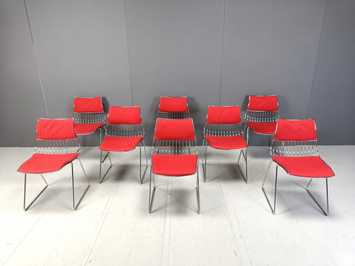 Set van 8 eetkamerstoelen door Rudi Verelst voor Novalux, 1970S