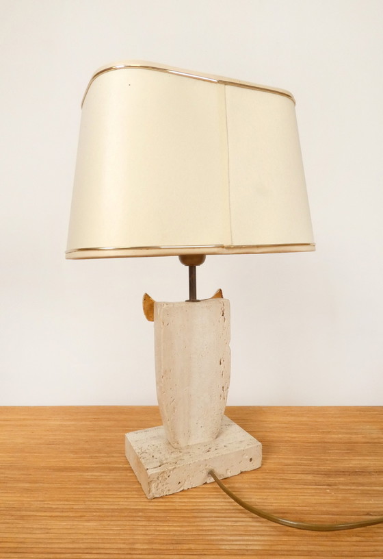 Image 1 of  Travertin "Owl" Table Lamp