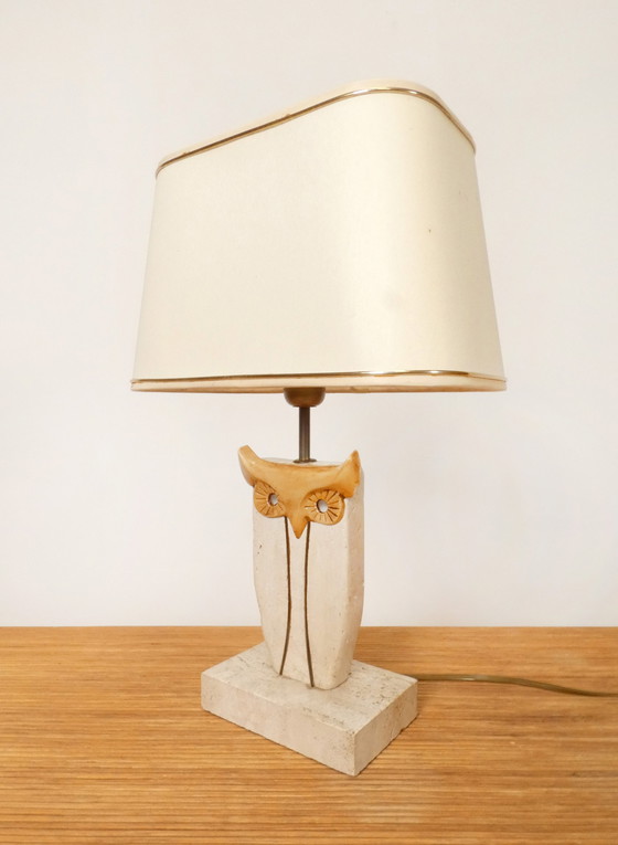 Image 1 of  Travertin "Owl" Table Lamp