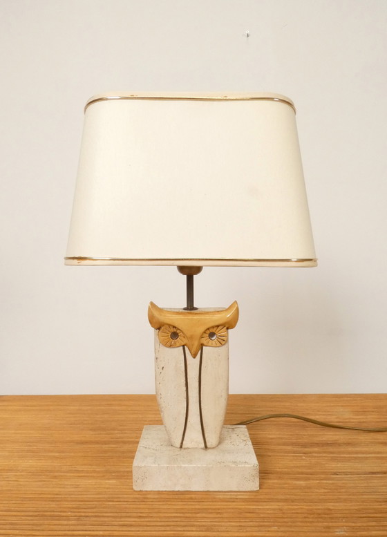 Image 1 of  Travertin "Owl" Table Lamp