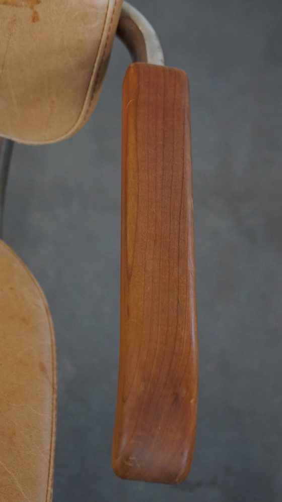 Image 1 of 6 X Vintage Leren Thonet Design Eetkamerstoel Model S64