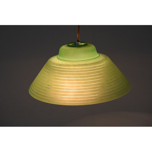 Vintage glazen en plastic hanglamp, Tsjecho-Slowakije 1960