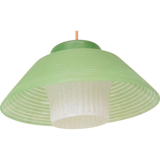 Vintage glazen en plastic hanglamp, Tsjecho-Slowakije 1960