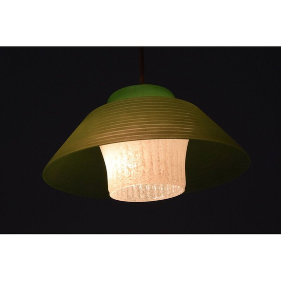 Image 1 of Vintage glazen en plastic hanglamp, Tsjecho-Slowakije 1960