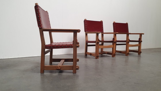 Image 1 of brutalistische vintage massief eiken stoel arts & crafts