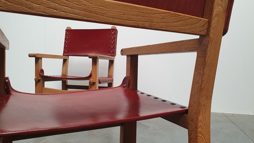 brutalistische vintage massief eiken stoel arts & crafts